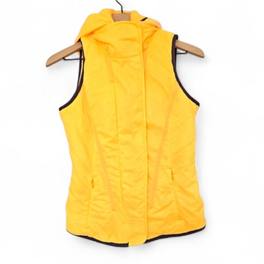 LULULEMON Athletica Running Glacier Vest Fire Yellow Hooded Fleece Puffer Sz 4